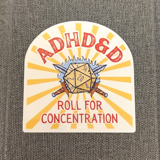 ADHD&D | DnD | ADHD | Sticker for Water Bottle | Laptop Decal | Phone Sticker